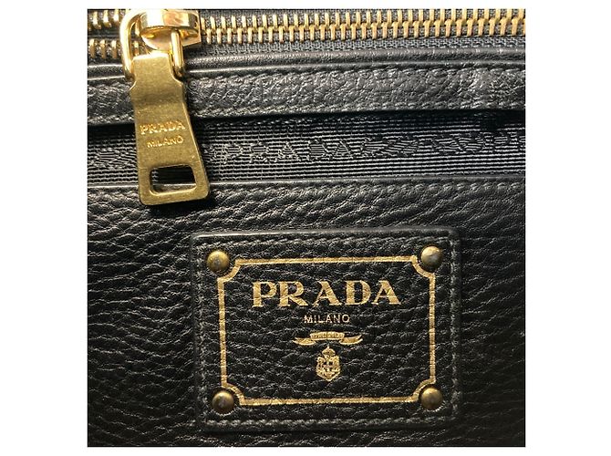 Borsa a tracolla in pelle nera Prada Nero - vista 9