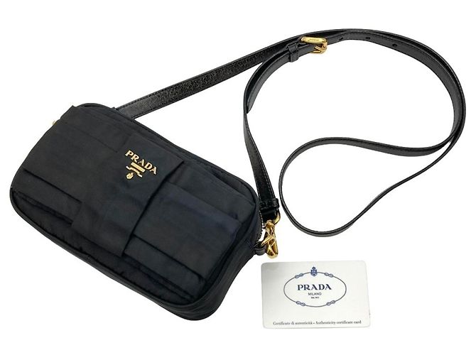 Ribbon Mini borsa a tracolla Prada PRADA con motivo a nastro Nero - vista 13