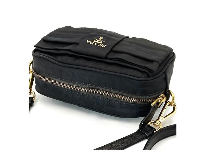 Ribbon Mini borsa a tracolla Prada PRADA con motivo a nastro Nero - vista 4