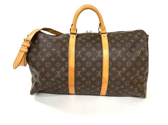 Louis Vuitton Keepall 50 Bandoulière Borsa Boston Marrone - vista 3