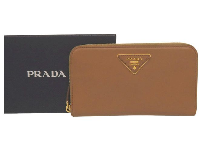 Cartera larga de cuero marrón Prada Castaño Camello - vista 2