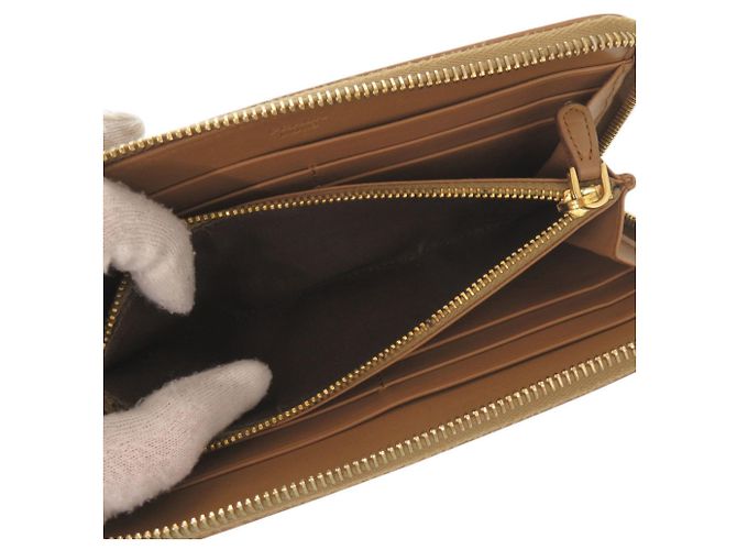 Cartera larga de cuero marrón Prada Castaño Camello - vista 5