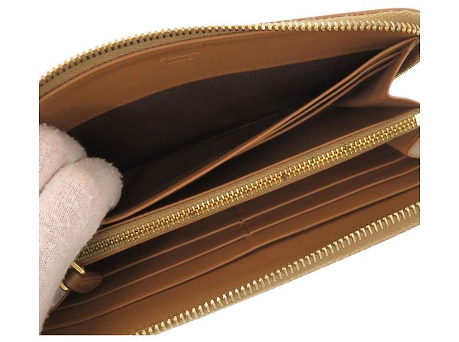 Cartera larga de cuero marrón Prada Castaño Camello - vista 6