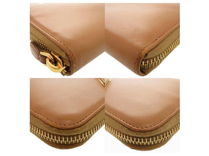Cartera larga de cuero marrón Prada Castaño Camello - vista 8