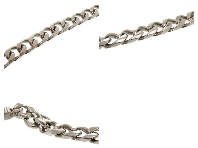 Collana Christian Dior con maglie a catena argentate e strass Argento - vista 10