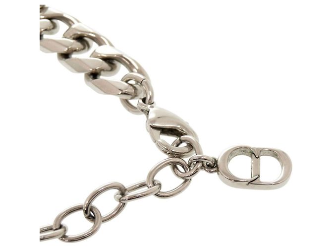 Collana Christian Dior con maglie a catena argentate e strass Argento - vista 5