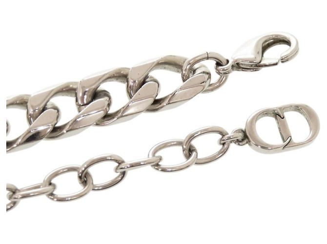 Collana Christian Dior con maglie a catena argentate e strass Argento - vista 6