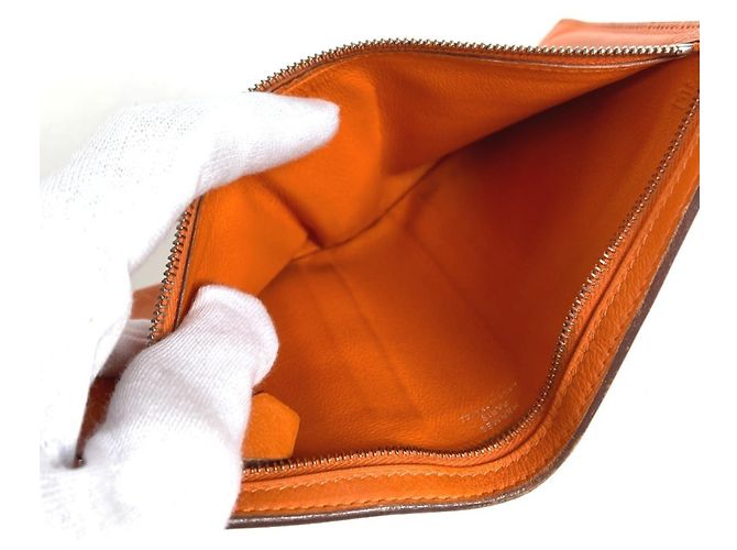 Hermès Portafoglio Compatto Hermes Zip Zack Arancione - vista 10