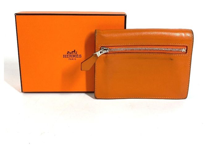 Hermès Portafoglio Compatto Hermes Zip Zack Arancione - vista 12