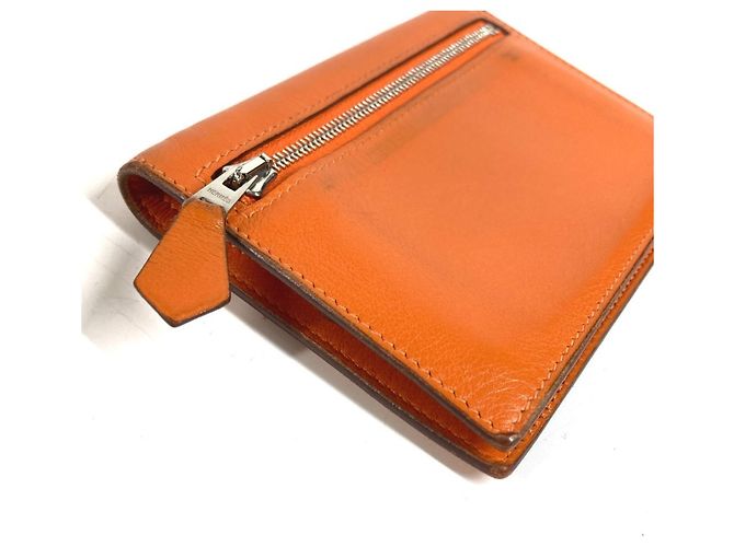 Hermès Portafoglio Compatto Hermes Zip Zack Arancione - vista 3