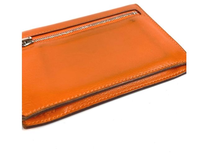 Hermès Portafoglio Compatto Hermes Zip Zack Arancione - vista 4