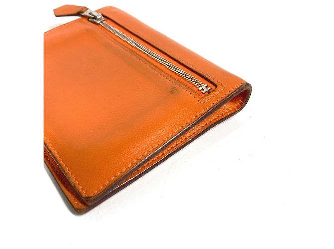 Hermès Portafoglio Compatto Hermes Zip Zack Arancione - vista 5