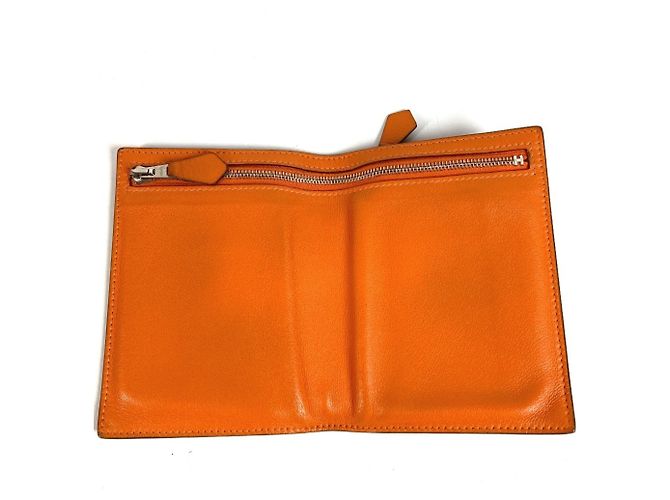 Hermès Portafoglio Compatto Hermes Zip Zack Arancione - vista 6