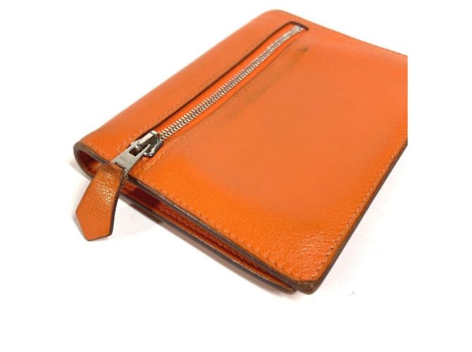 Hermès Portafoglio Compatto Hermes Zip Zack Arancione - vista 7