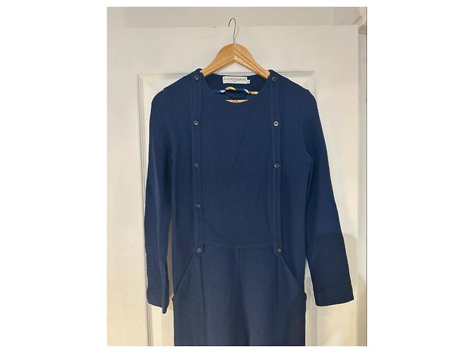 Jc De Castelbajac Tuta intera in lana e viscosa blu navy - vista 3
