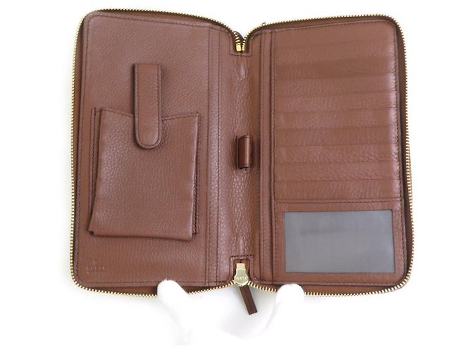 Portafoglio lungo in pelle marrone Gucci - vista 5