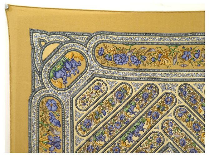 Hermès FULAR HERMES QALAMDAN CATH. BASCHET QUADRATO 90 IN CACHEMIRE E SETA Giallo - vista 2