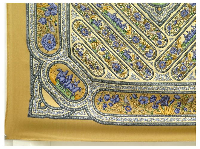 Hermès FULAR HERMES QALAMDAN CATH. BASCHET QUADRATO 90 IN CACHEMIRE E SETA Giallo - vista 4