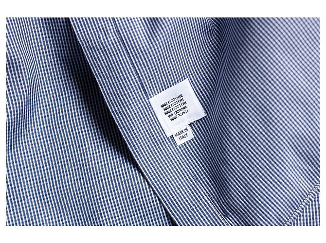 Lanvin, Camicia a quadri blu scuro con bianco - vista 5