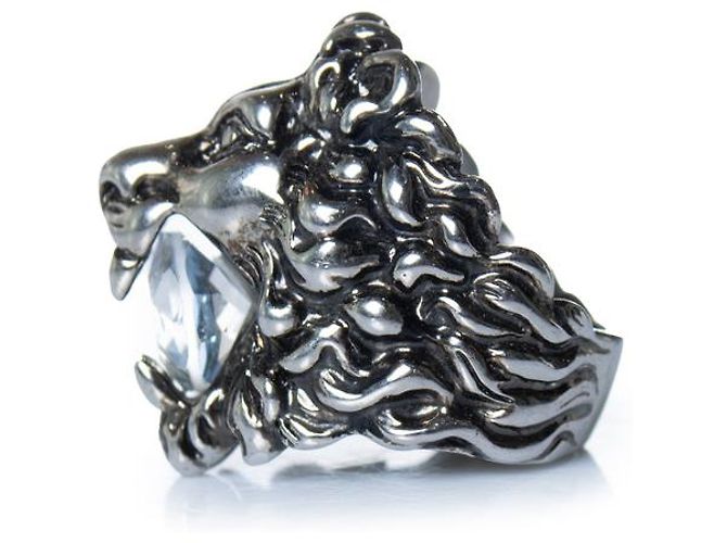 Gucci, Anello unisex testa di leone con pietra trasparente Multicolore - vista 2