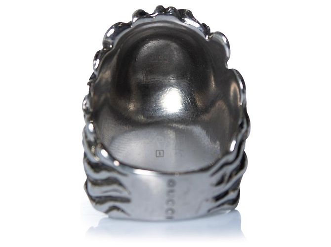 Gucci, Anello unisex testa di leone con pietra trasparente Multicolore - vista 5