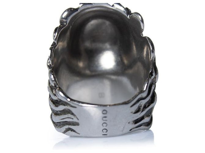 Gucci, Anello unisex testa di leone con pietra trasparente Multicolore - vista 6
