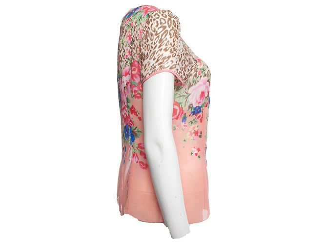 Blumarine, Top de seda con estampado floral y de leopardo Multicolor - vista 3