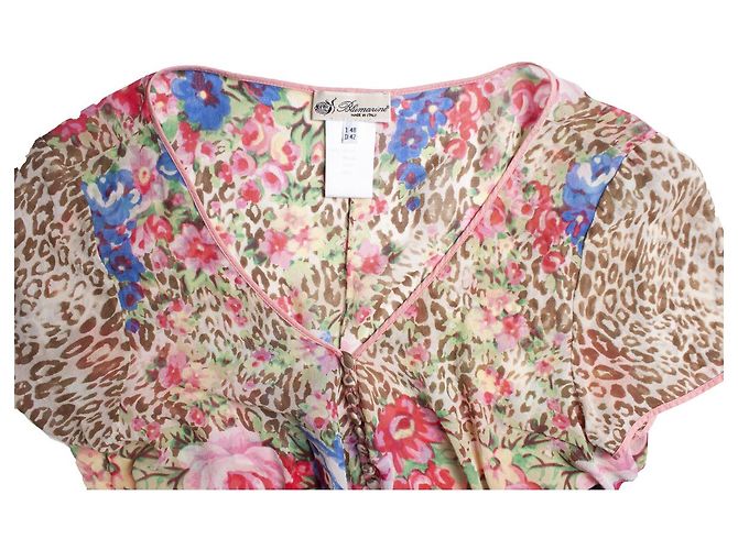 Blumarine, Top de seda con estampado floral y de leopardo Multicolor - vista 5