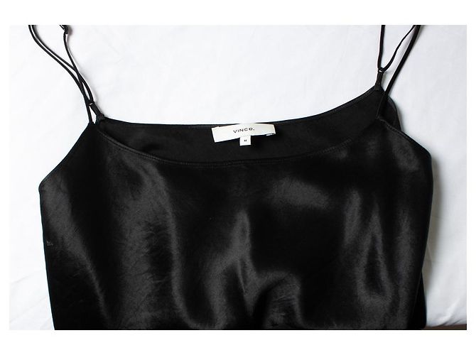 Vince, schwarzes glänzendes Midikleid - Ansicht 5