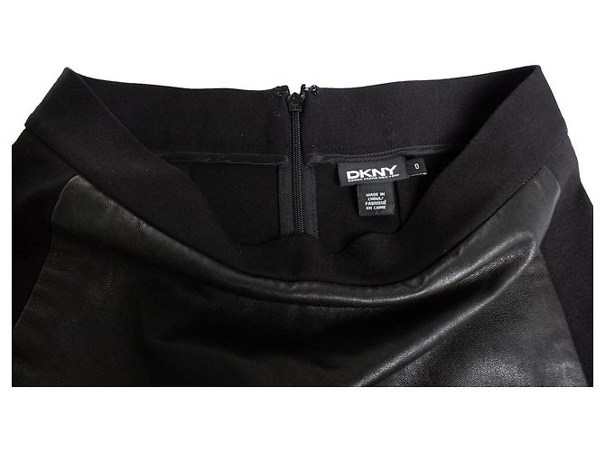DKNY, saia lápis elástica com couro Preto - vista 7