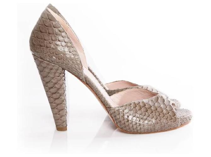 Chloé Chloe, gray python peep-toe pump Grey - view 3