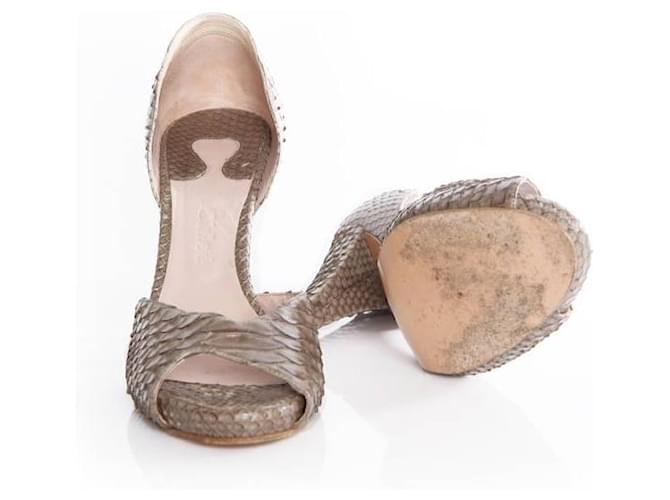 Chloé Chloe, gray python peep-toe pump Grey - view 6