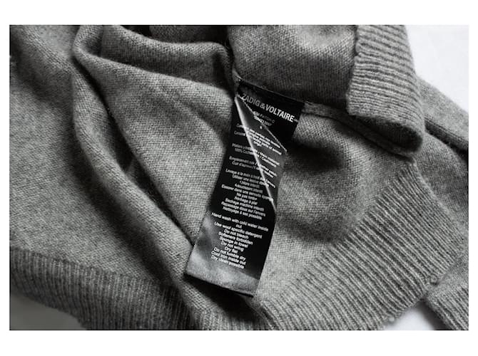 Zadig & Voltaire, grauer Strickpullover aus Kaschmir - Ansicht 6