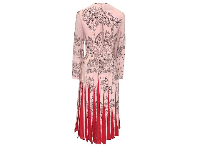 Valentino Garavani Vestido midi de seda rosa con estampado de paisaje Valentino - vista 3