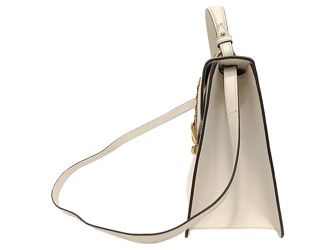 Gucci Sylvie Medium Handtasche aus weißem Leder Roh - Ansicht 3