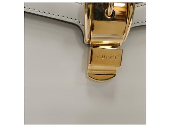 Gucci Sylvie Medium Handtasche aus weißem Leder Roh - Ansicht 6