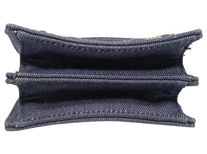 Clutch verticale Diorama di Dior con borchie in denim di cotone blu navy - vista 4