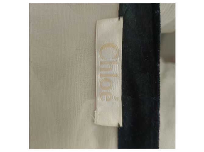 Camicetta Chloé con collo a fiocco e bordi arricciati in poliestere bianco - vista 4