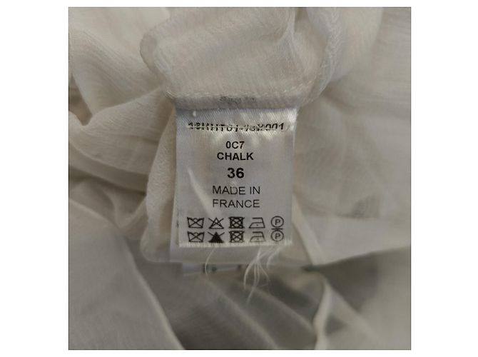 Camicetta Chloé con collo a fiocco e bordi arricciati in poliestere bianco - vista 5
