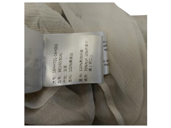 Camicetta Chloé con collo a fiocco e bordi arricciati in poliestere bianco - vista 6