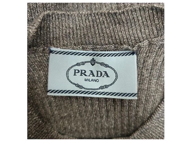 Prada Strickoberteil mit kurzen Ärmeln aus grauer Wolle - Ansicht 4