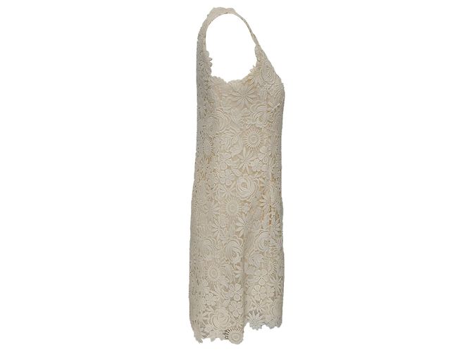 Valentino Garavani Minivestido Valentino en algodón blanco con detalles de encaje Crudo - vista 2