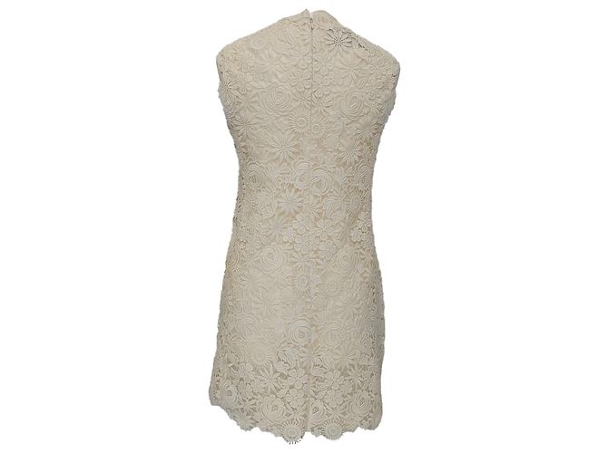 Valentino Garavani Minivestido Valentino en algodón blanco con detalles de encaje Crudo - vista 3