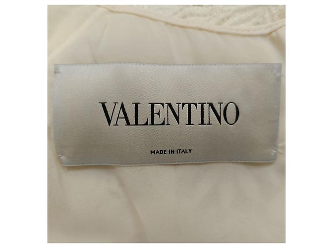 Valentino Garavani Minivestido Valentino en algodón blanco con detalles de encaje Crudo - vista 4