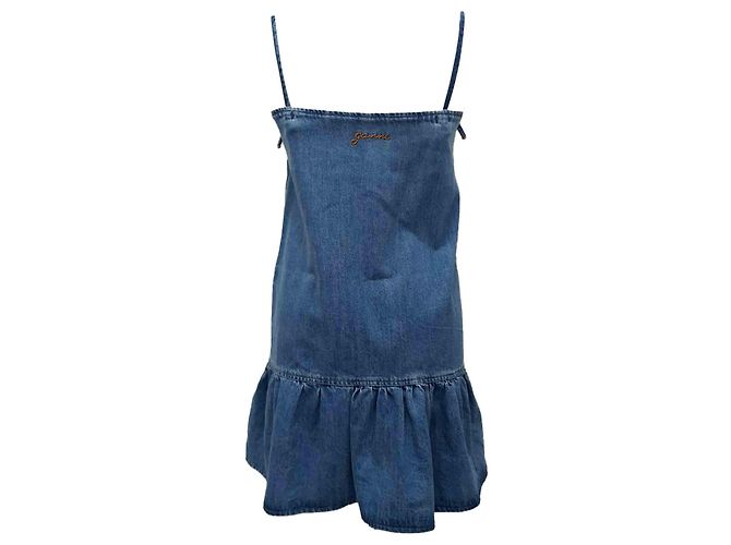 Ganni Tint Mini Kleid in Hellblau Denim - Ansicht 3