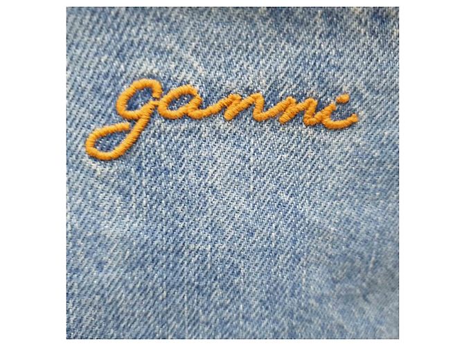 Ganni Tint Mini Kleid in Hellblau Denim - Ansicht 4