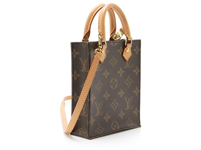 Borsa a tracolla Petit Sac Plat in tela Monogram Louis Vuitton Marrone - vista 2