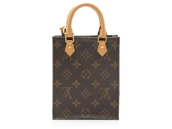 Borsa a tracolla Petit Sac Plat in tela Monogram Louis Vuitton Marrone - vista 3