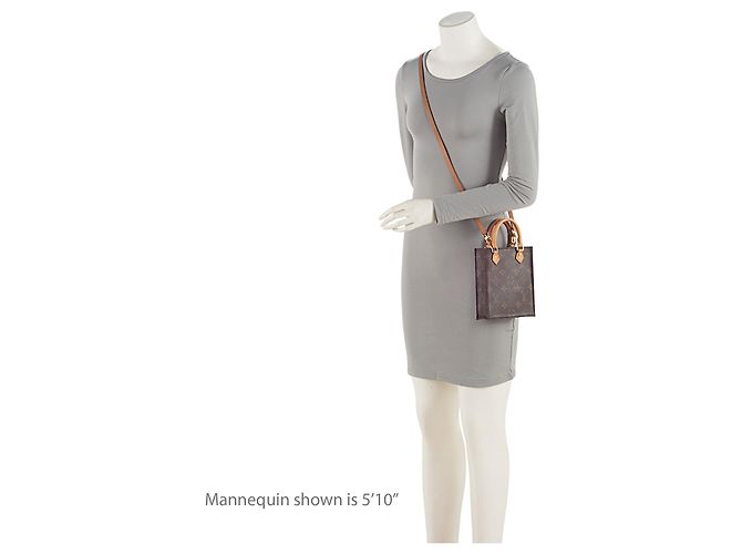Borsa a tracolla Petit Sac Plat in tela Monogram Louis Vuitton Marrone - vista 5