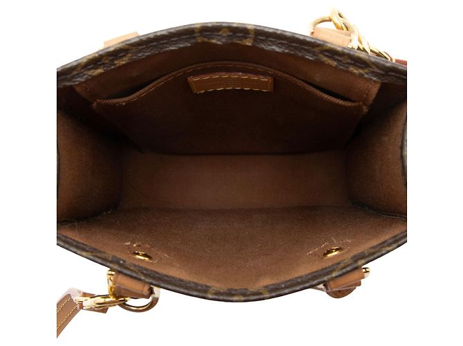 Borsa a tracolla Petit Sac Plat in tela Monogram Louis Vuitton Marrone - vista 7